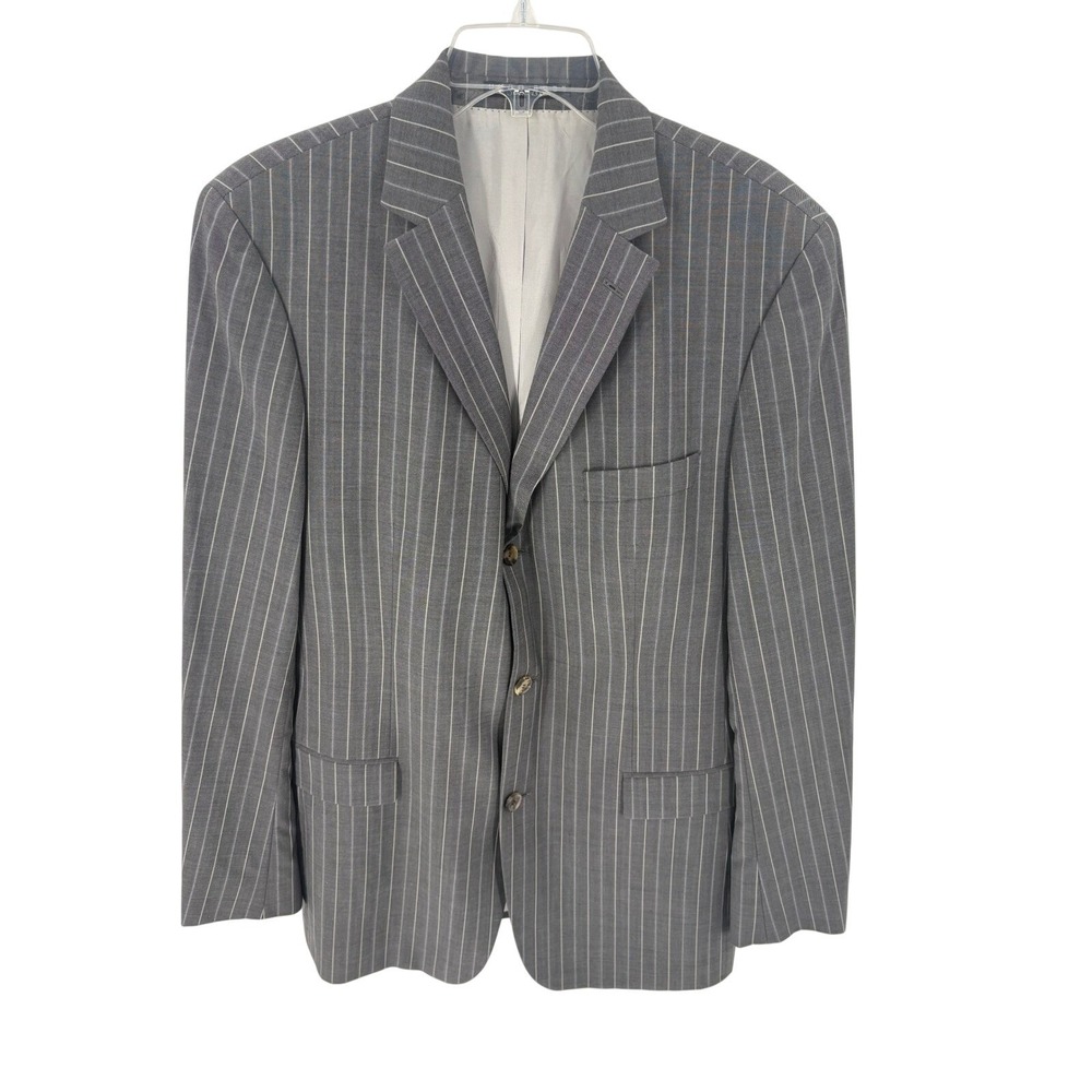 HUGO BOSS Men's Grey Pinstripe Blazer Sport Coat Jacket 44R Wool Classic